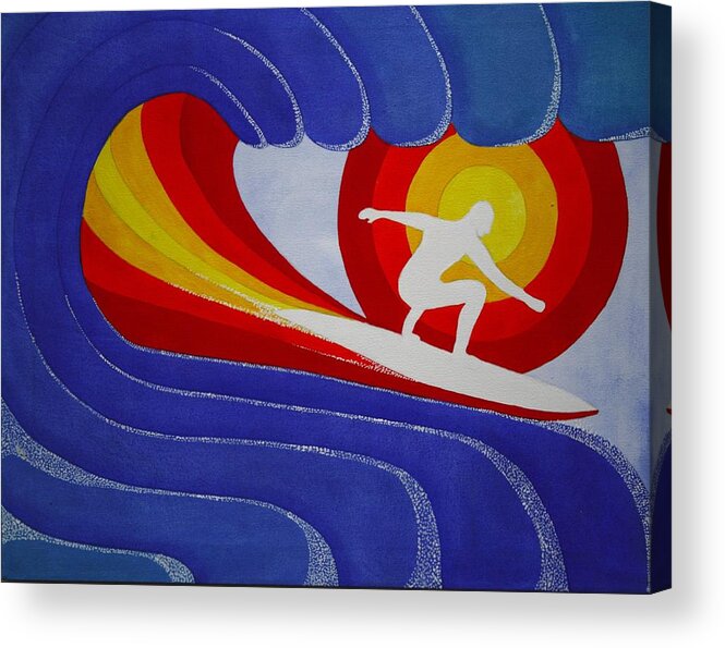Surfing Acrylic Print featuring the painting The ride by Paul Amaranto