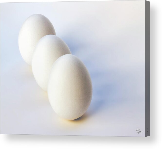 Endre Acrylic Print featuring the photograph Three Eggs In a Row by Endre Balogh