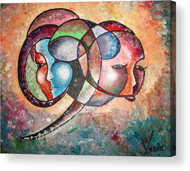 Marriage Acrylic Print featuring the painting Tied up for life by Vanik Avakian