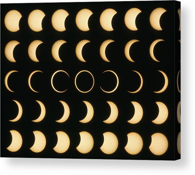 Eclipse Acrylic Print featuring the photograph Time-lapse Image Of A Solar Eclipse by Dr Fred Espenak
