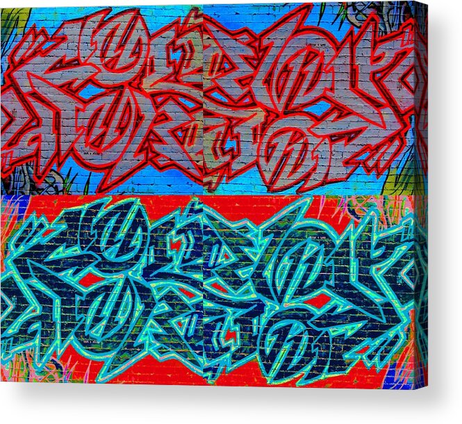 Street Art Acrylic Print featuring the digital art Trouble Tapestry 1 by Randall Weidner