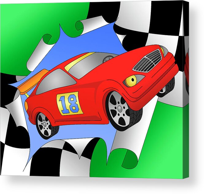 Racing Car Acrylic Print featuring the digital art Turbo by Alison Stein