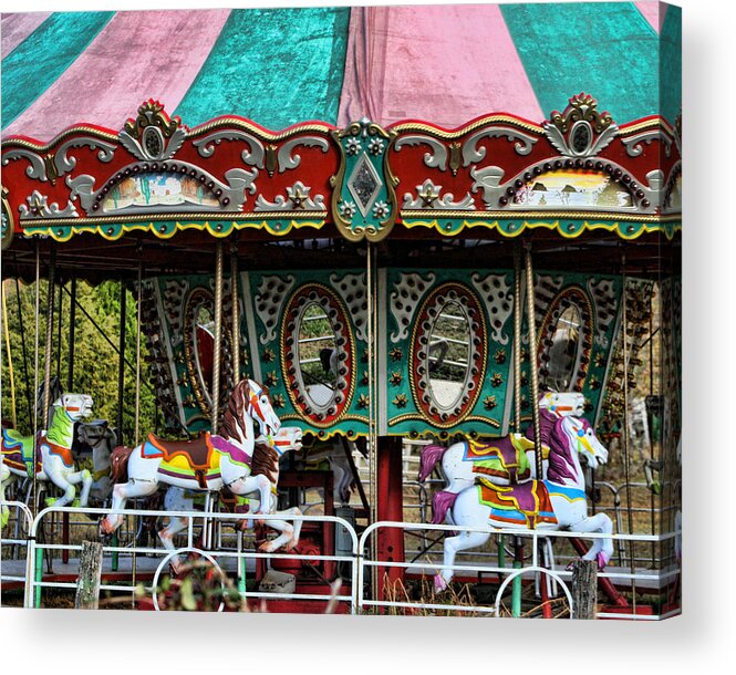Merry-go-round Acrylic Print featuring the photograph Vintage Circus Carousel - Merry-Go-Round by Kathy Clark