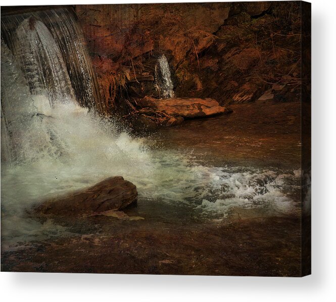 Black And White Acrylic Print featuring the photograph Waterfall by Mario Celzner