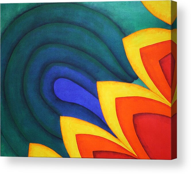 Surfing.abstract Acrylic Print featuring the painting Waves and tails by Paul Amaranto