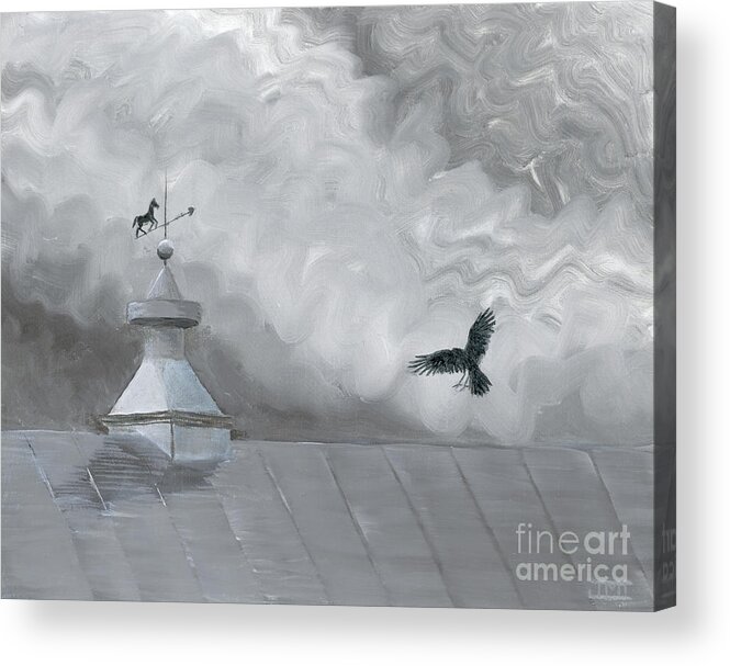 Crow Acrylic Print featuring the painting Weather Vane by Jackie Irwin