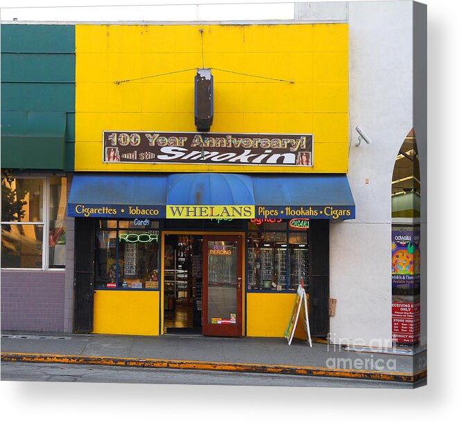 Smoke Shop Acrylic Print featuring the photograph Whelans Smoke Shop On Bancroft Way In Berkeley California . 7D10168 by Wingsdomain Art and Photography