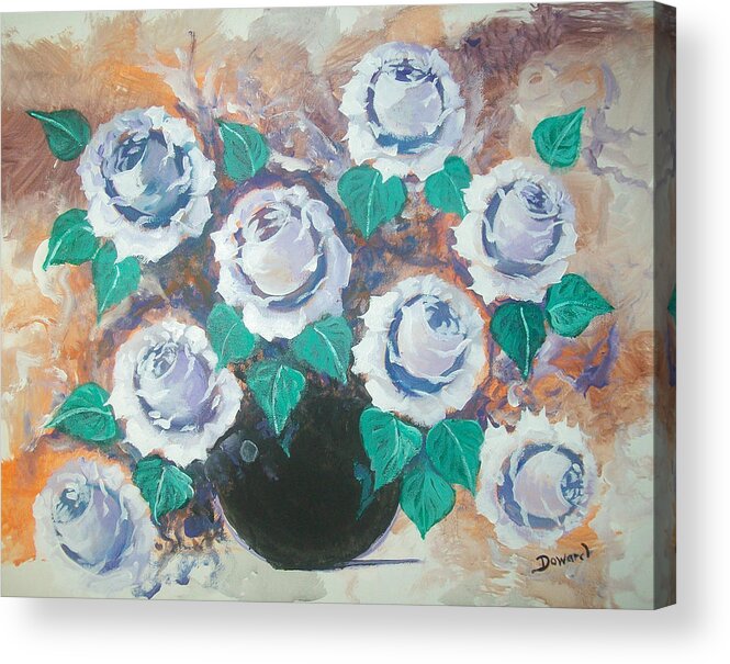 Art Acrylic Print featuring the painting White Roses by Raymond Doward