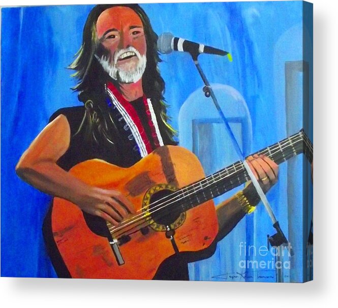 Gifts Acrylic Print featuring the painting Willie Nelson by Jayne Kerr 