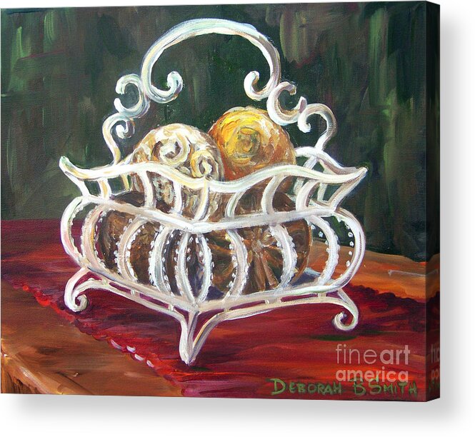 Basket Acrylic Print featuring the painting Wire Basket by Deborah Smith