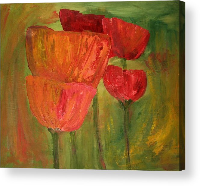 Flowers Acrylic Print featuring the painting Poppies 2 by Julie Lueders 