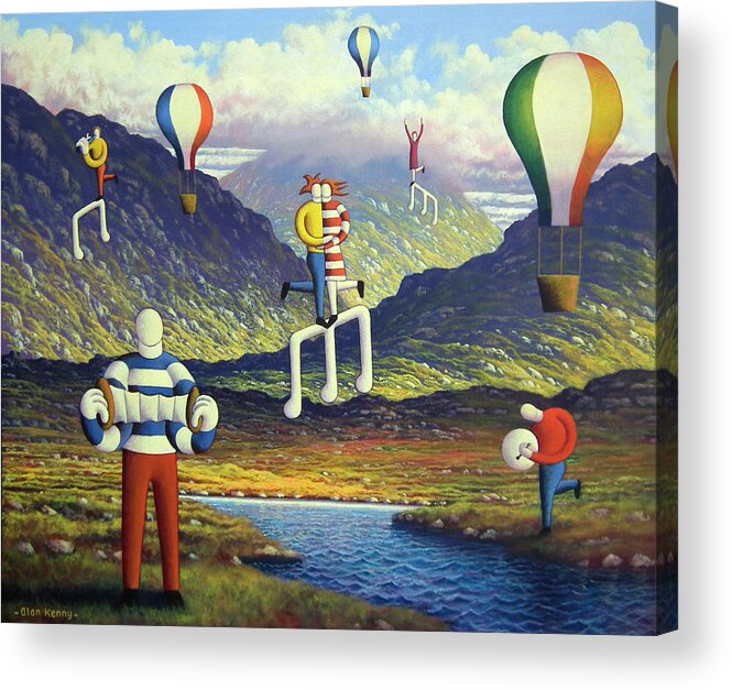  Soft Acrylic Print featuring the painting Soft Musicians in irish landscape with musical notes by Alan Kenny