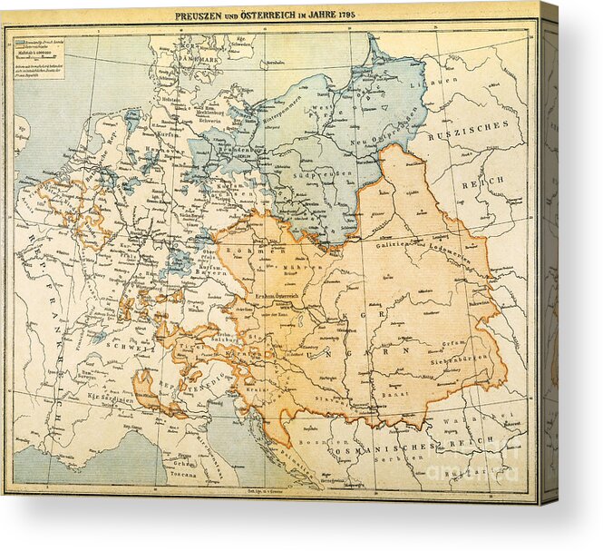 1795 Acrylic Print featuring the painting Austrian Empire Map, 1795 #0007293 by Granger