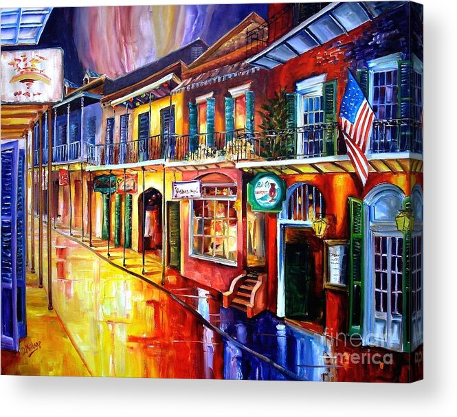 New Orleans Acrylic Print featuring the painting Bourbon Street Red by Diane Millsap
