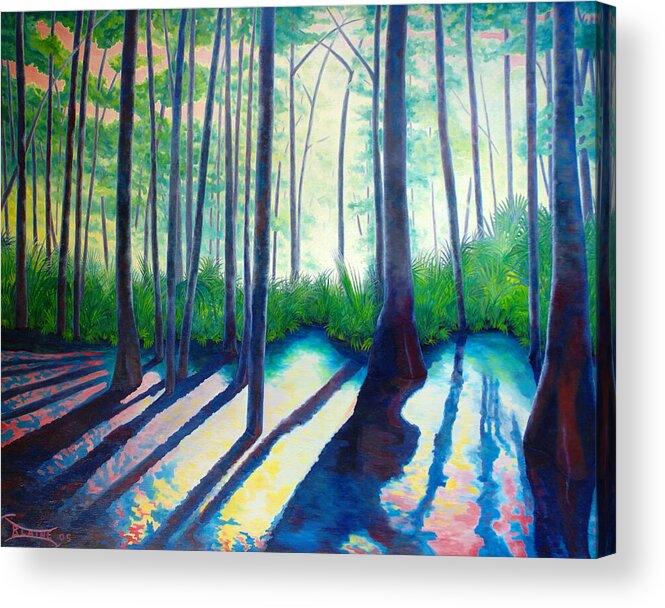 Landscape Acrylic Print featuring the painting Cypress Kingdom #1 by Blaine Filthaut