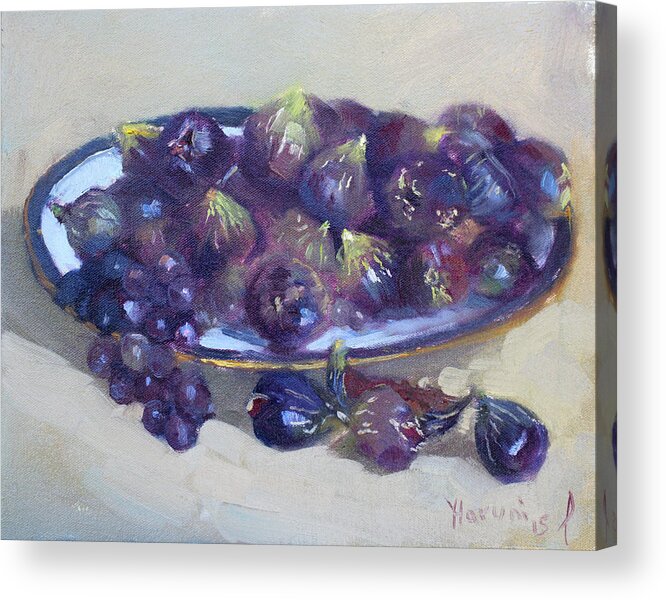 Greek Figs Acrylic Print featuring the painting Greek Figs #1 by Ylli Haruni
