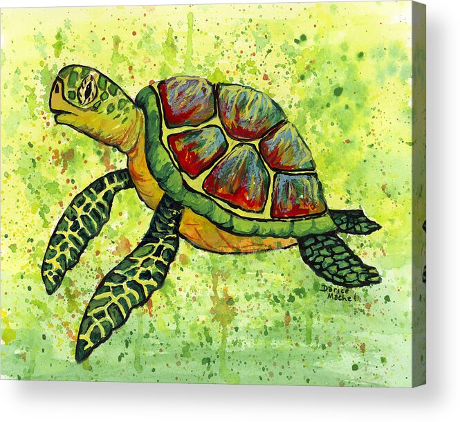 Animal Acrylic Print featuring the painting Hawaiian Sea Turtle 3 by Darice Machel McGuire