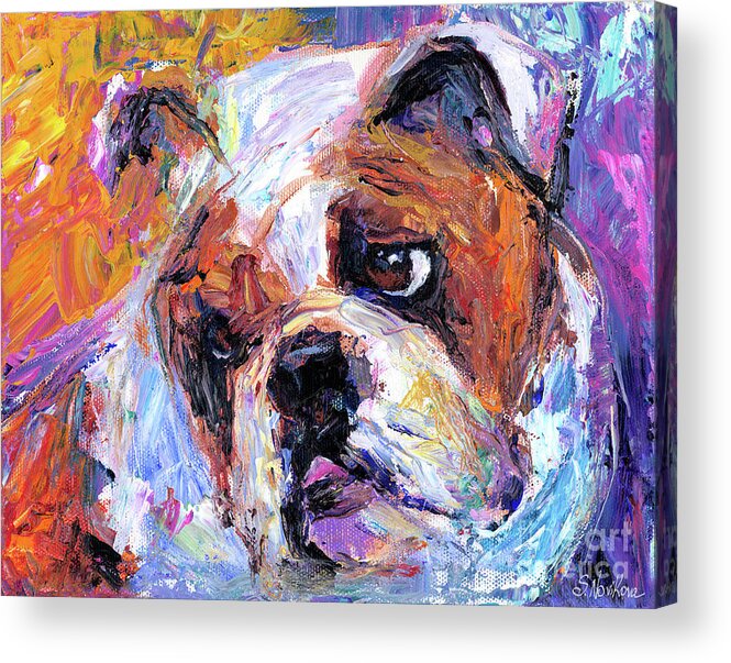 English Bulldog Painting Acrylic Print featuring the painting Impressionistic Bulldog painting #1 by Svetlana Novikova