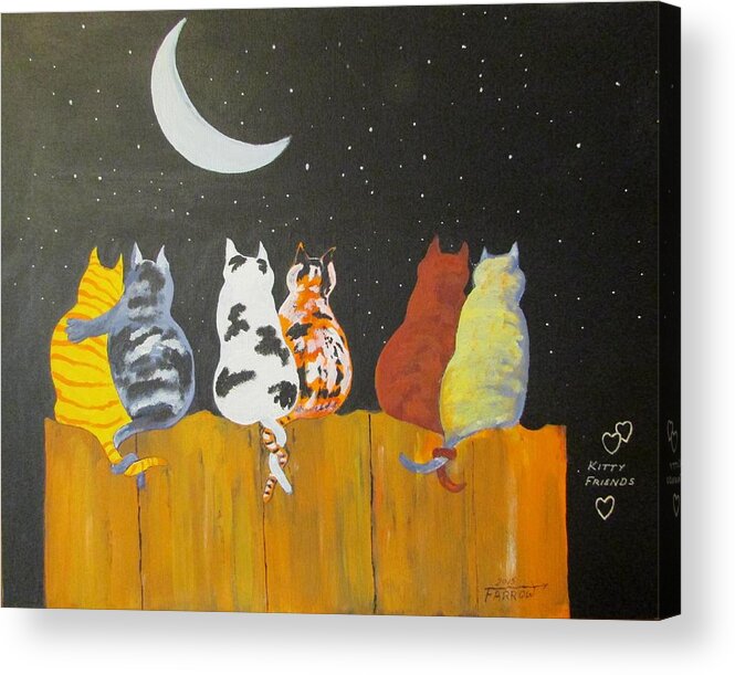 Cats Acrylic Print featuring the painting Kitty Friends by Dave Farrow