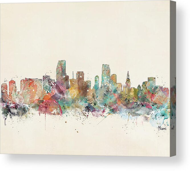 Miami Florida Acrylic Print featuring the painting Miami City #1 by Bri Buckley
