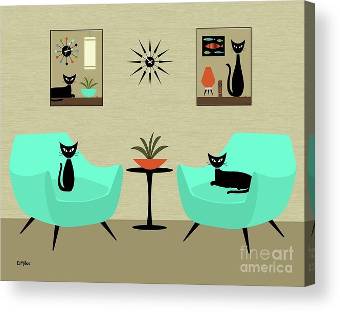  Acrylic Print featuring the digital art Mini Tabletop Cats #1 by Donna Mibus