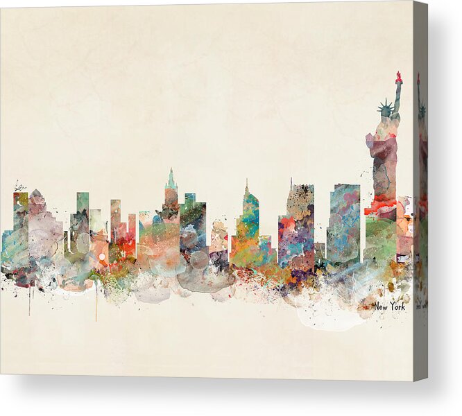 New York City City Skyline Acrylic Print featuring the painting New York City New York Skyline #1 by Bri Buckley