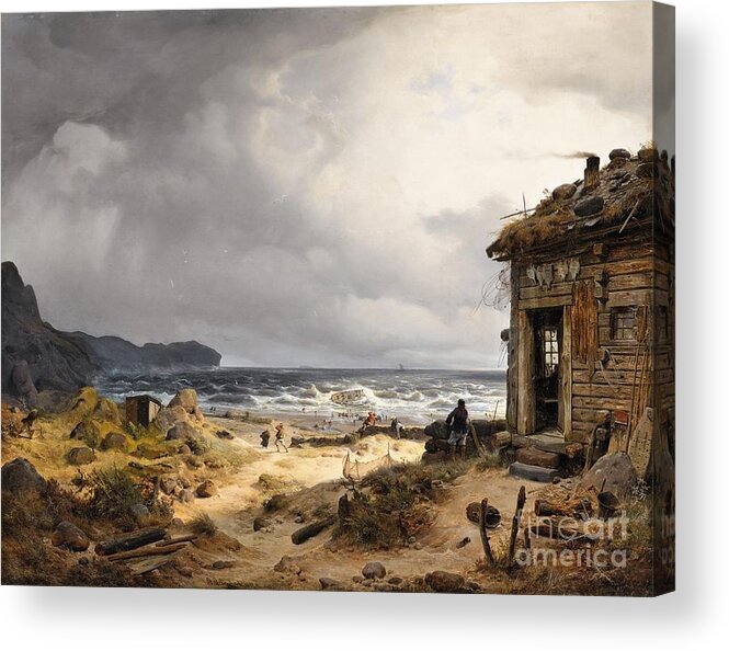 Andreas Achenbach Acrylic Print featuring the painting Nordic Coastal Landscape #2 by MotionAge Designs