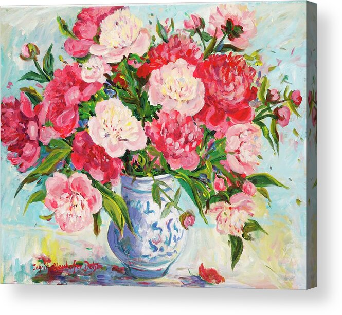 Flowers Acrylic Print featuring the painting Peonies by Ingrid Dohm