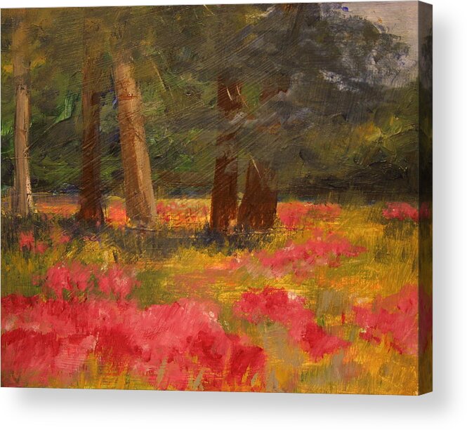 Poppy Painting Acrylic Print featuring the painting Poppy Meadow by Julie Lueders 