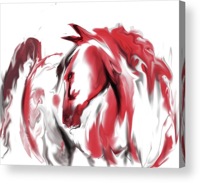  Acrylic Print featuring the mixed media Red Horse by Jim Fronapfel