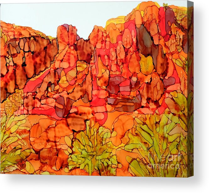 Alcohol Ink Acrylic Print featuring the painting Red Rock Canyon Loop #1 by Vicki Housel