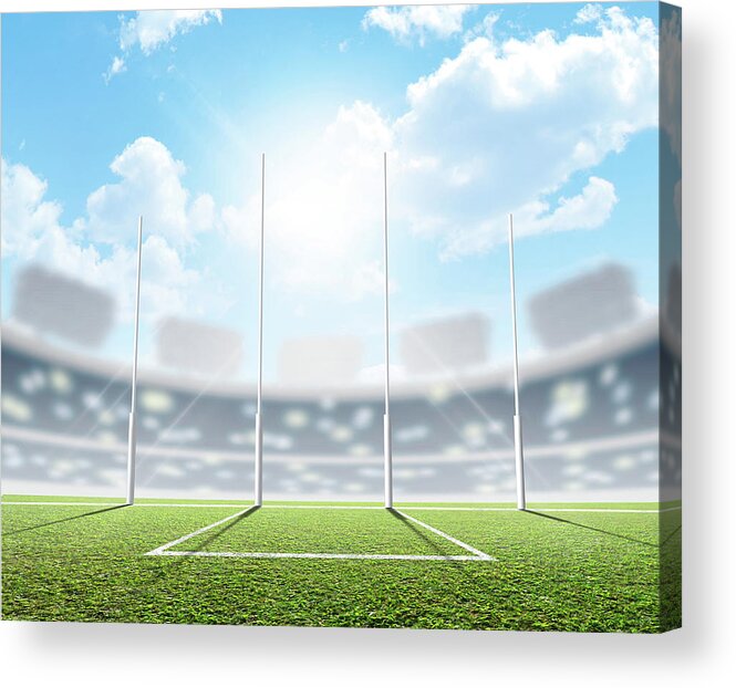 Afl Acrylic Print featuring the digital art Sports Stadium And Goal Posts #1 by Allan Swart
