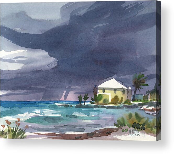 Thunder Acrylic Print featuring the painting Storm Over Key West by Donald Maier