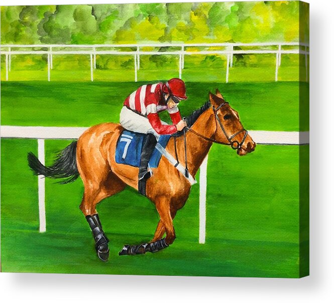 Horse Acrylic Print featuring the painting The Winner is #1 by Ellen Canfield