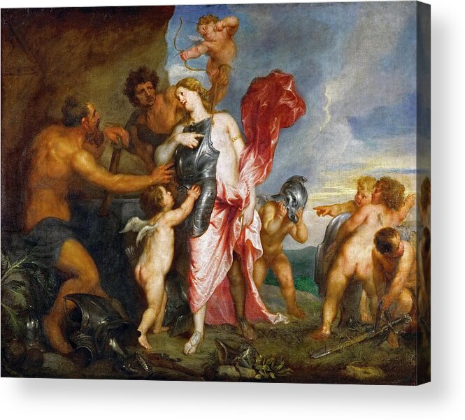Anthony Van Dyck Acrylic Print featuring the painting Thetis Receiving the Weapons of Achilles from Hephaestus #1 by Anthony van Dyck