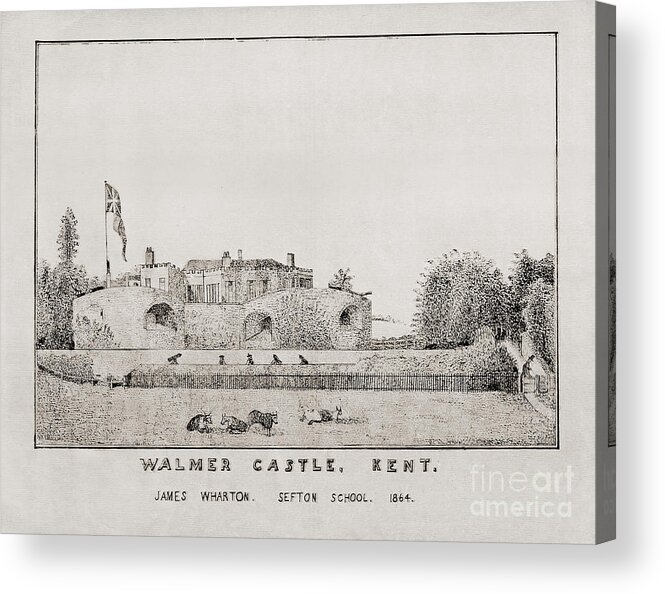 Landscape Acrylic Print featuring the drawing Walmer Castle Kent #1 by Donna L Munro