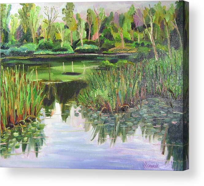 Wooldland Acrylic Print featuring the painting Woodland Reflections #1 by Richard Nowak