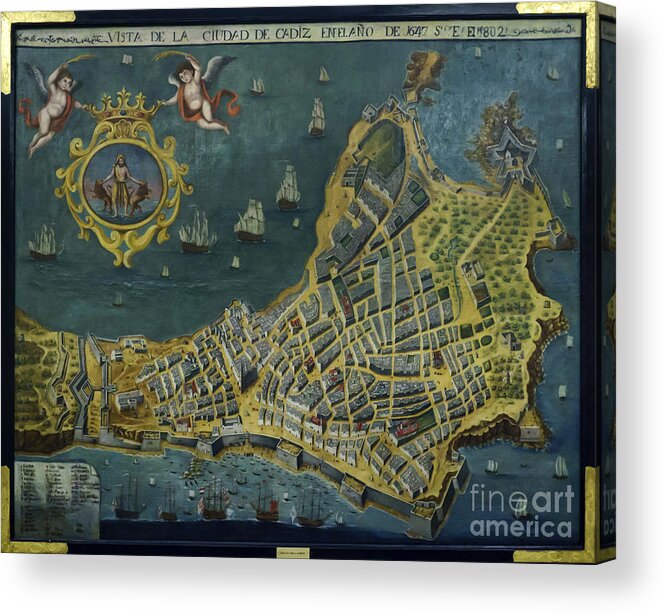 24 F2.8 Acrylic Print featuring the photograph 1647 View of the City of Cadiz Anonymous Painting Photographed by Pablo Avanzini