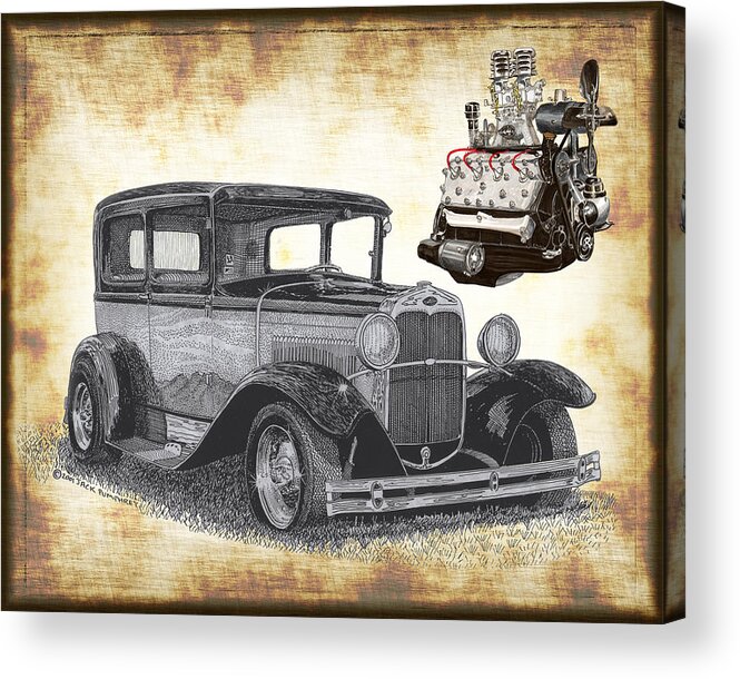 Ford Launched A Completely New Model For 1932 Acrylic Print featuring the painting 1932 Ford Victoria by Jack Pumphrey