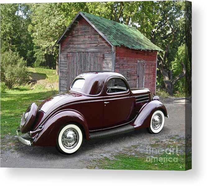 1936 Acrylic Print featuring the photograph 1936 Ford 3-Window by Ron Long