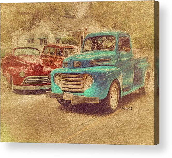 1950 Ford Truck Acrylic Print featuring the photograph 1950 Ford Truck Classic Cars - Homecoming by Rebecca Korpita