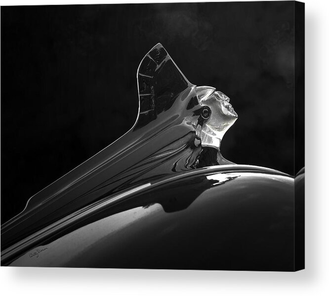 1052 Acrylic Print featuring the photograph 1952 Pontiac Catalina Chieftan Lighted Hood Ornament 3 by Betty Denise