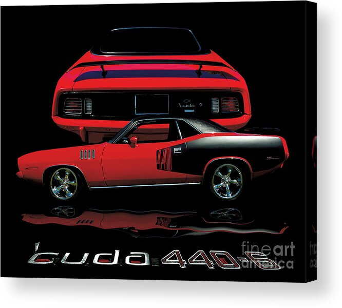 1971 Plymouth Cuda 440 Acrylic Print featuring the photograph 1971 Plymouth Cuda 440 Six Pack  by Peter Piatt