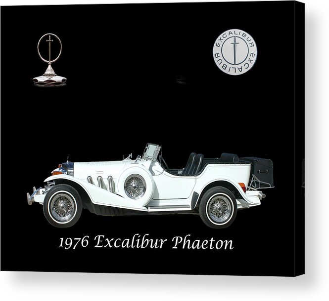 Limited Edition Sport Cars Acrylic Print featuring the mixed media 1976 Excalibur poster by Jack Pumphrey