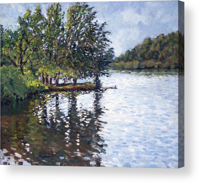 Shimmering Water Acrylic Print featuring the painting Cher-Ful Lake #2 by Mark Lunde