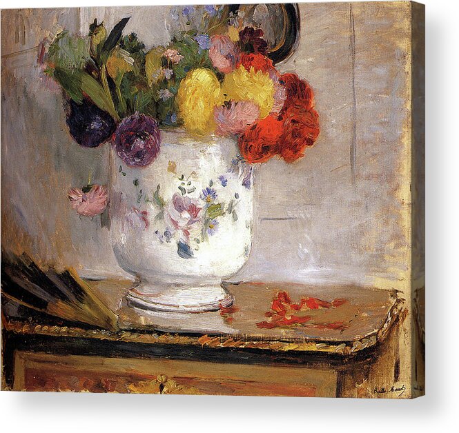 Dahlias Acrylic Print featuring the painting Dahlias by Berthe Morisot