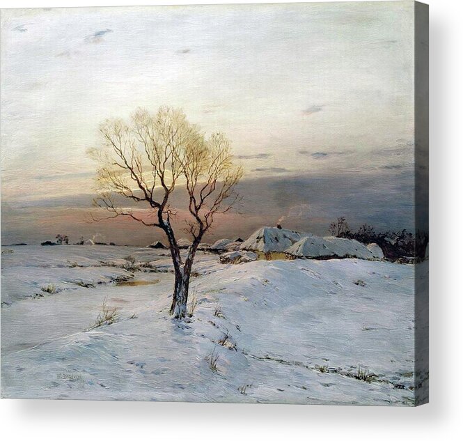 Frosty Morning Acrylic Print featuring the painting The Frosty Morning #2 by Nikolay Dubovskoy