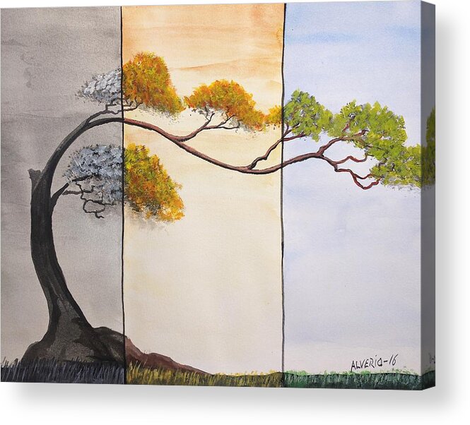 Bonsai Acrylic Print featuring the painting Time After Time #3 by Edwin Alverio