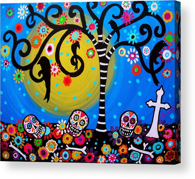 Day Of The Dead Acrylic Print featuring the painting Day Of The Dead #3 by Pristine Cartera Turkus