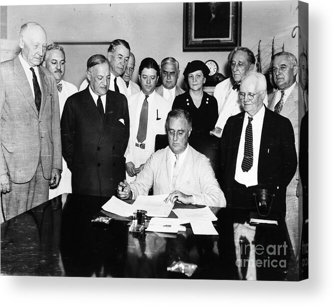 1935 Acrylic Print featuring the photograph Social Security Act, 1935 #3 by Granger